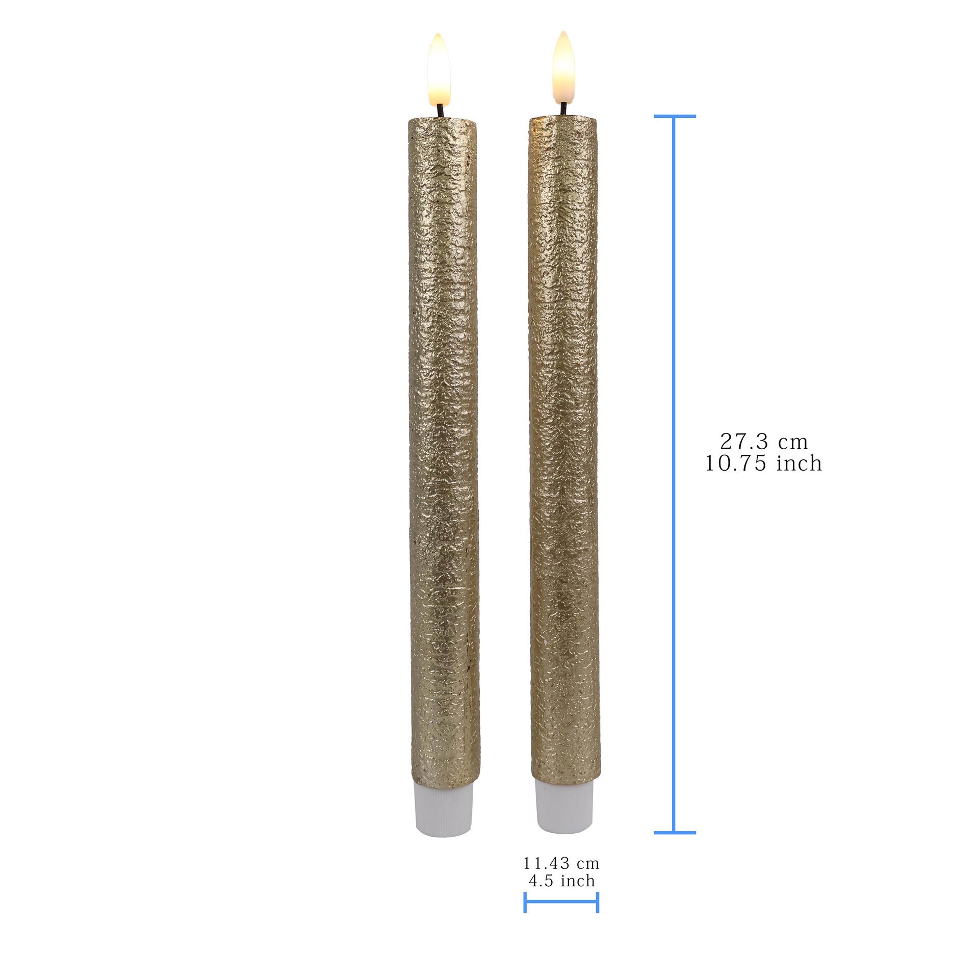 slide 4 of 4, 10.5" Gold Birch Led Wax Taper Candles, 2ct. By Ashland, 2 ct