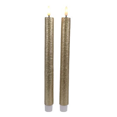 slide 1 of 4, 10.5" Gold Birch Led Wax Taper Candles, 2ct. By Ashland, 2 ct