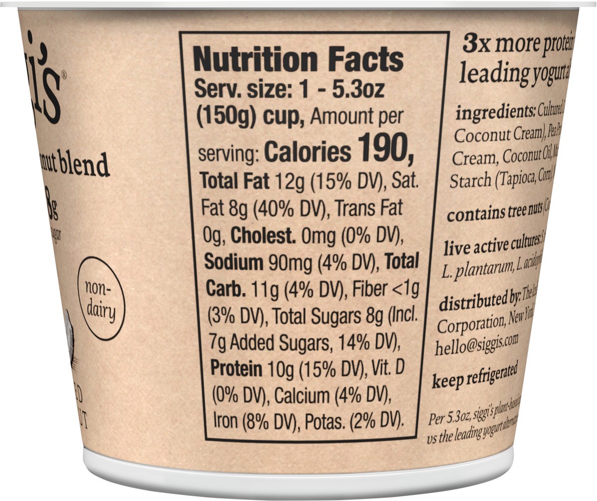slide 7 of 7, Siggi's Non-Dairy Plant-Based Toasted Coconut Coconut Blend 5.3 oz, 5.3 oz