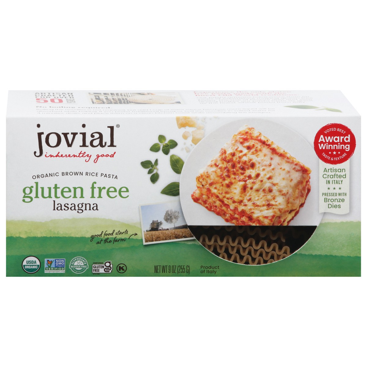 slide 1 of 1, Jovial Organic Brown Rice Pasta Lasagna, 9 oz