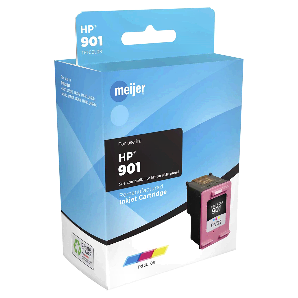 slide 1 of 1, Meijer Brand Remanufactured Ink Cartridge, replacement for HP 901 Inkjet Cartridge, Tri-Color, 1 ct