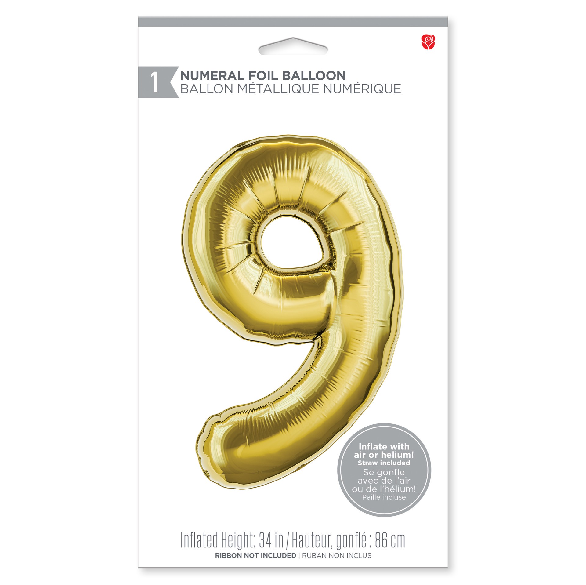 slide 3 of 3, American Greetings Large Gold Foil Number '9' Balloon, 1 ct