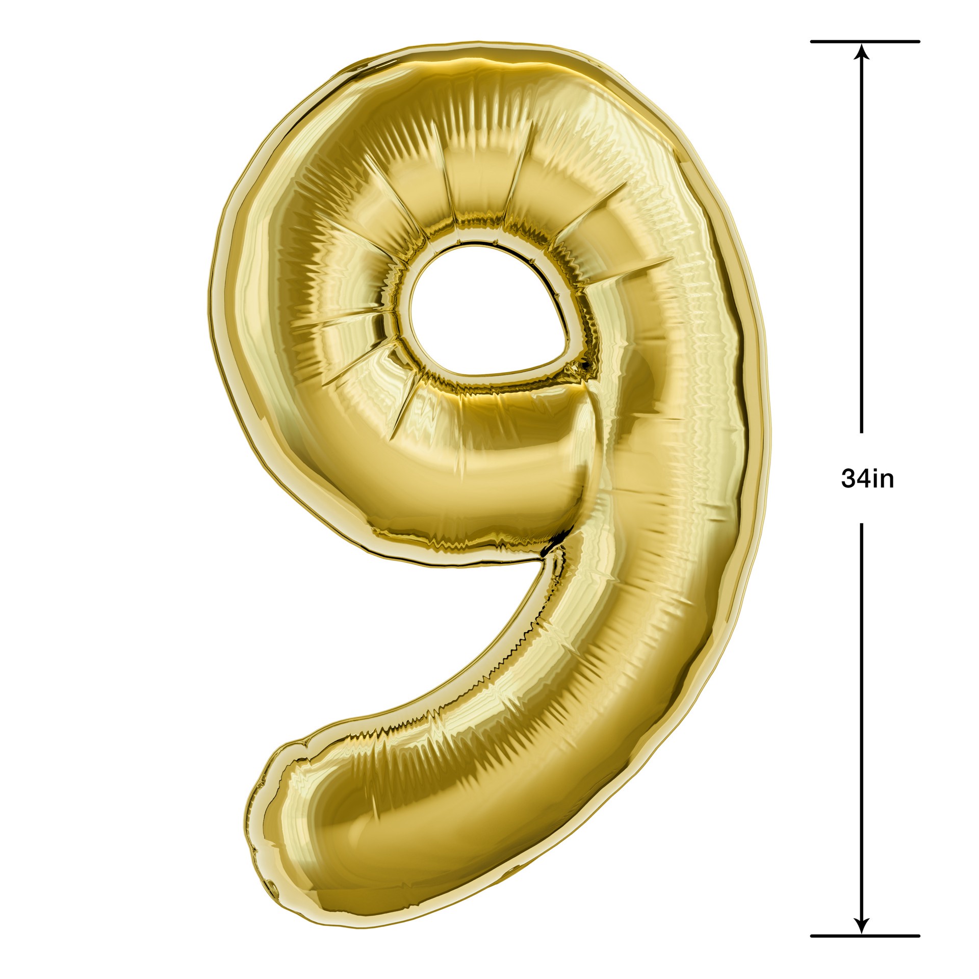 slide 2 of 3, American Greetings Large Gold Foil Number '9' Balloon, 1 ct