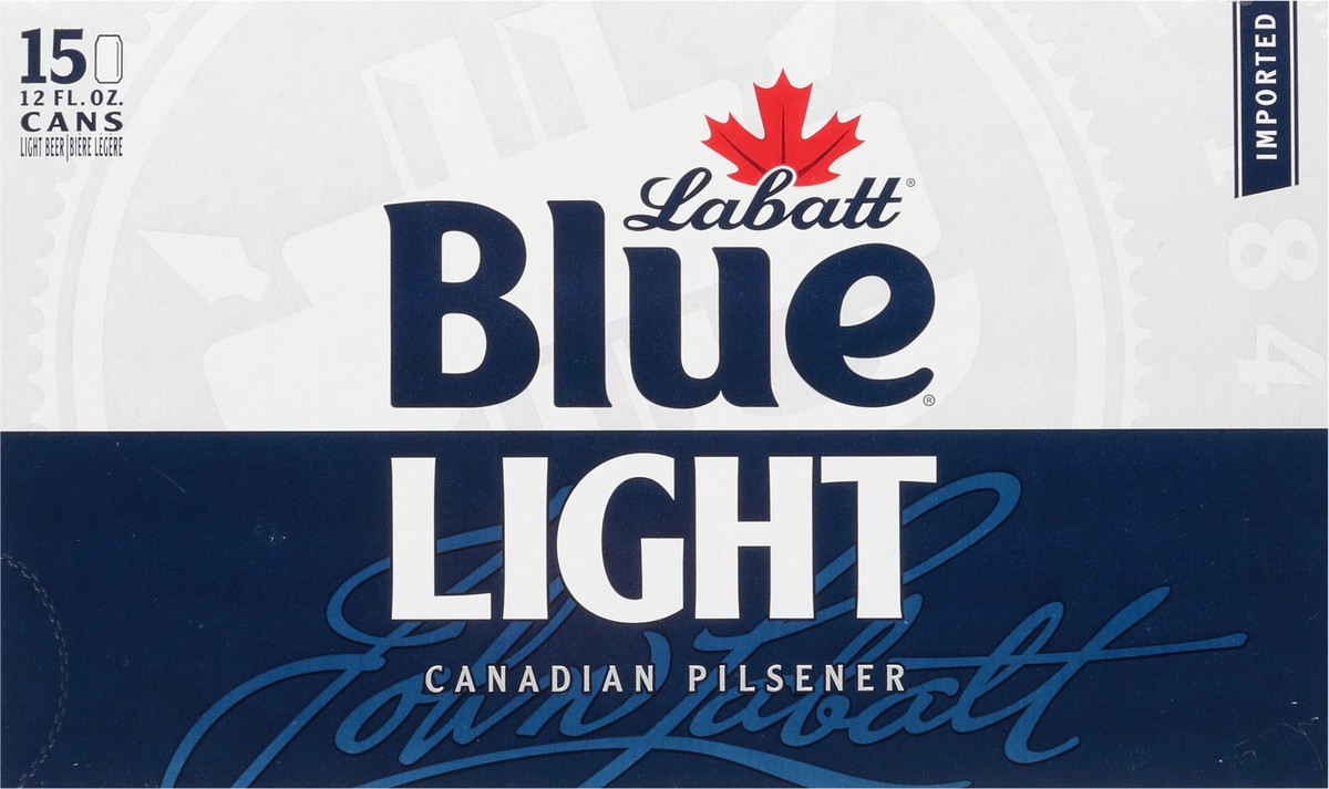 slide 1 of 11, Labatt Blue Imported Canadian Pilsener Light Beer 15 - 12 fl oz Cans, 15 ct; 12 oz