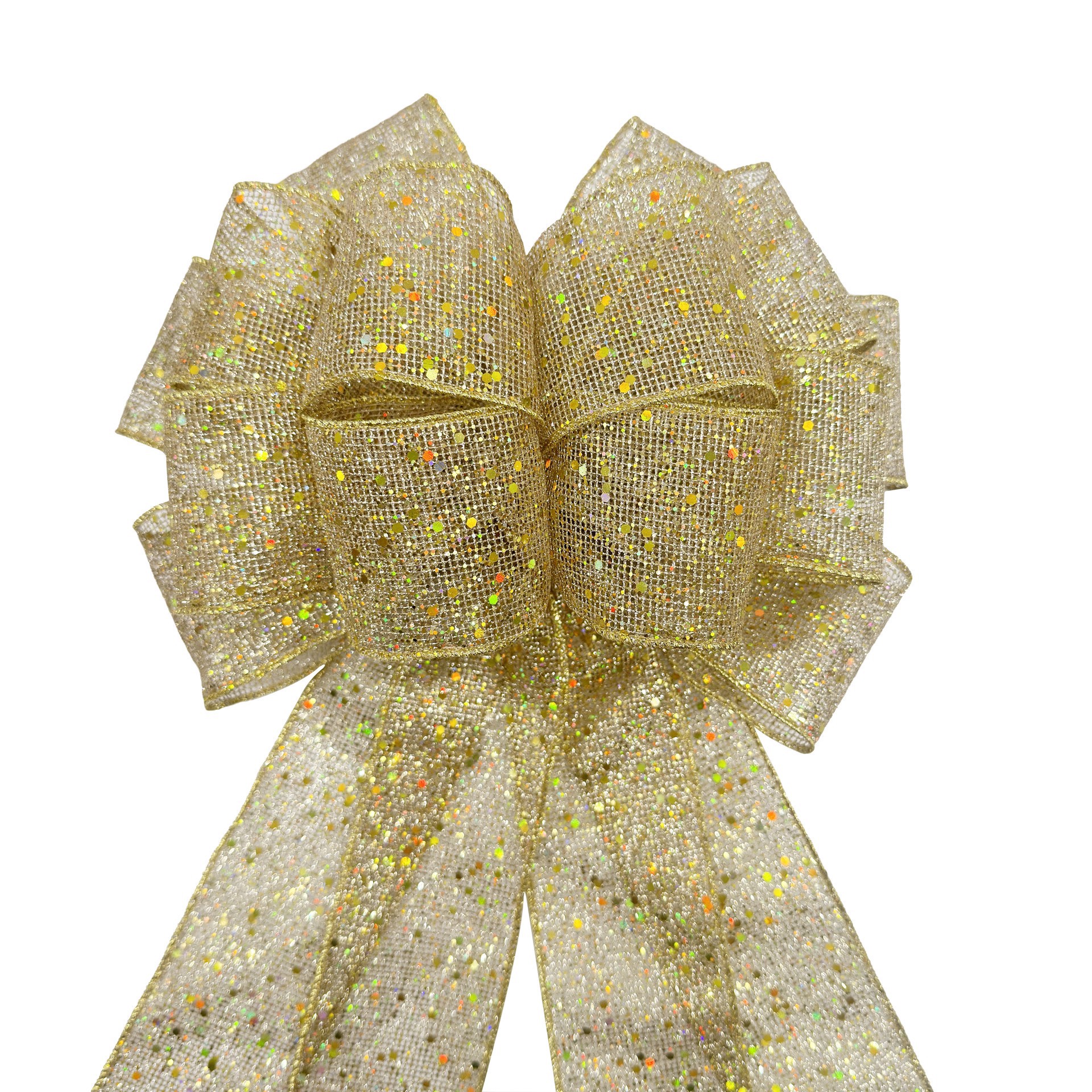 slide 3 of 4, 20.5" Gold Glitter Mesh Tree Bow By Celebrate It, 11 in x 20.5 in