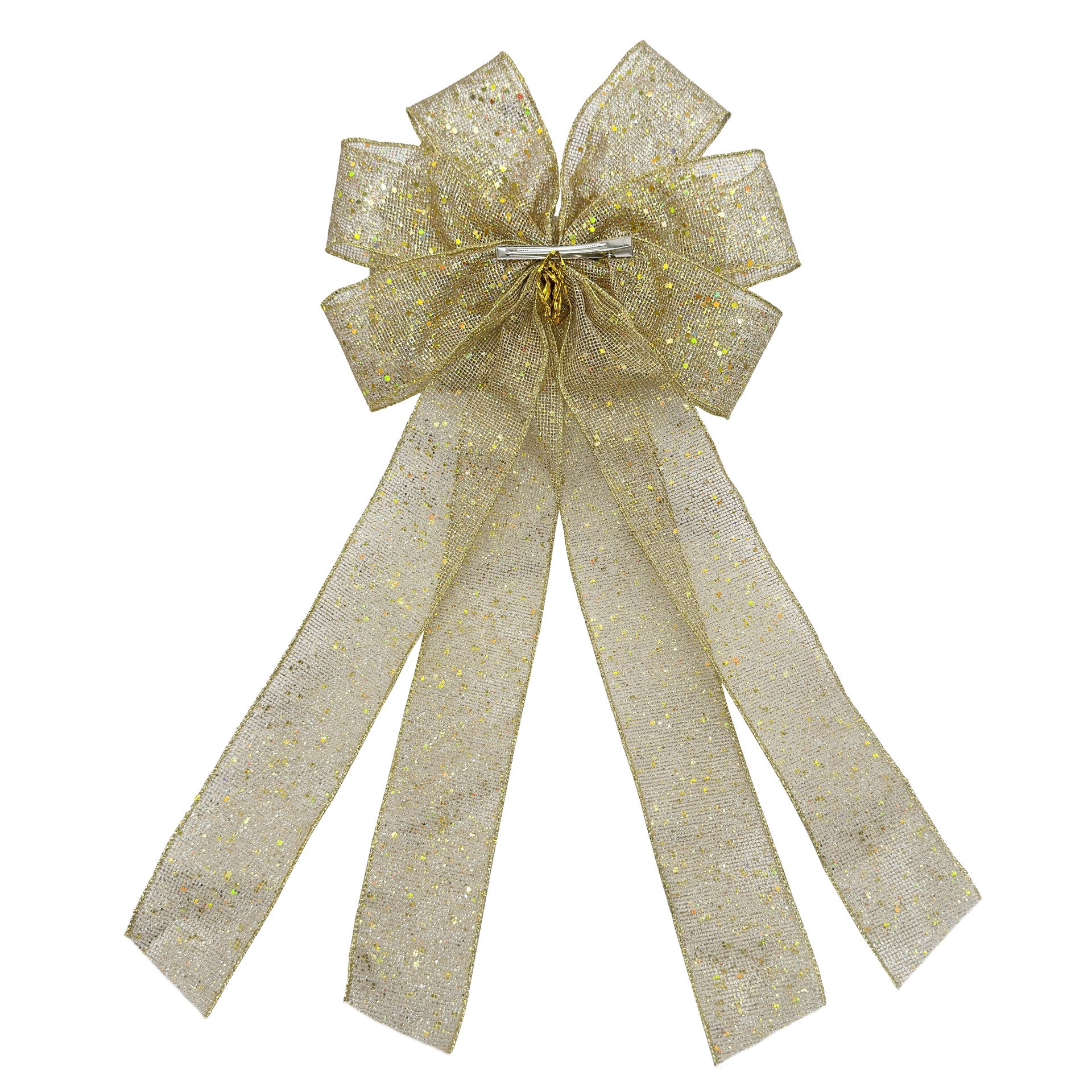 slide 2 of 4, 20.5" Gold Glitter Mesh Tree Bow By Celebrate It, 11 in x 20.5 in
