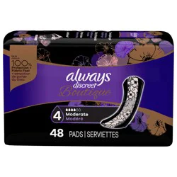 Always Discreet Boutique Incontinence Pads, Moderate Absorbency, Regular Length, 48 Count