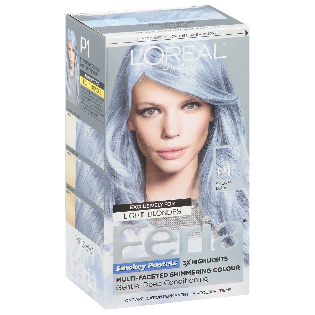 slide 6 of 9, L'Oréal Fería Smokey Blue P1 Smokey Pastels Haircolour Creme 1 ea, 1 ct