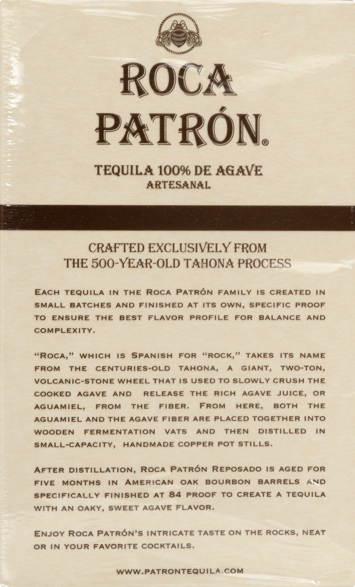 slide 8 of 8, Patrón Roca Patron Reposado 42% 75Cl/750Ml, 750 ml