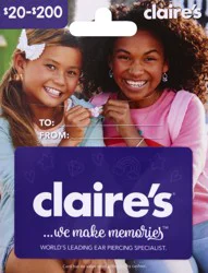 Claires $20-$200 We Make Memories Gift Card 1 ea