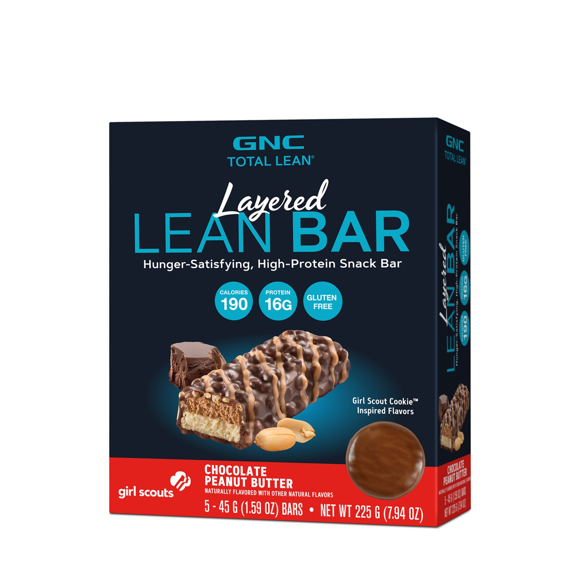 slide 1 of 1, GNC Total Lean Layered Lean Bar - Girl Scout Chocolate Peanut Butter, 5 ct