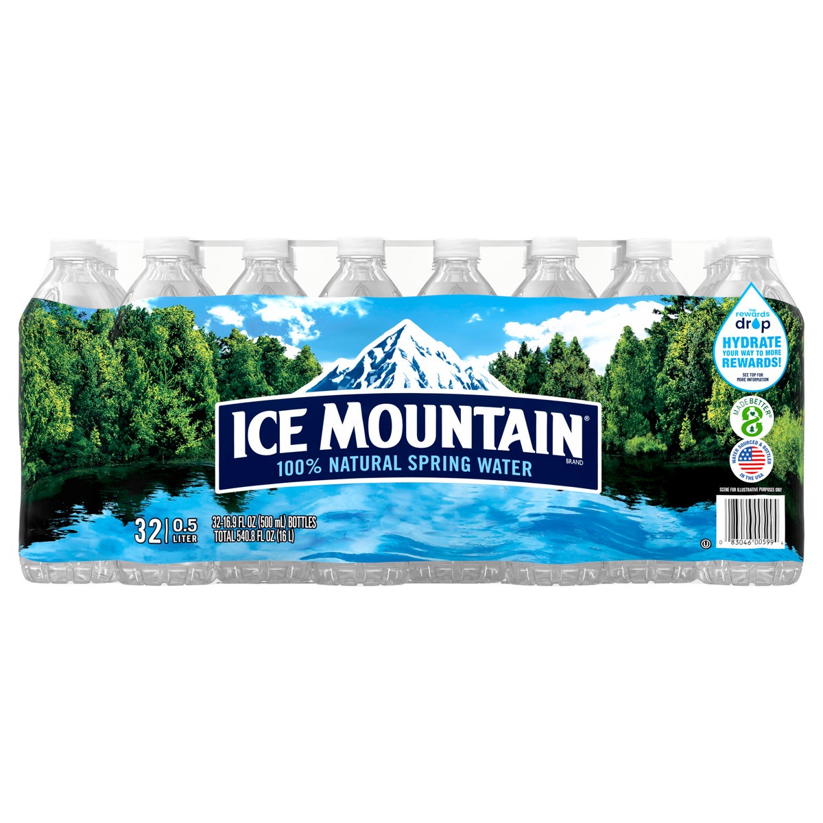 slide 1 of 1, ICE MOUNTAIN Brand 100% Natural Spring Water, 16.9-ounce bottles (Pack of 32), 17.2 fl oz