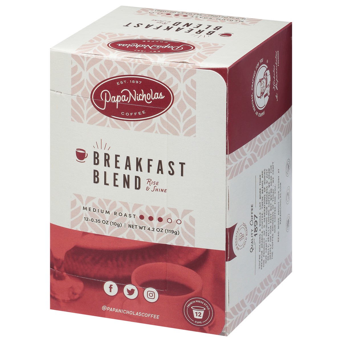 slide 6 of 10, PapaNicholas Coffee Medium Roast Breakfast Blend Coffee - 12 ct, 12 ct