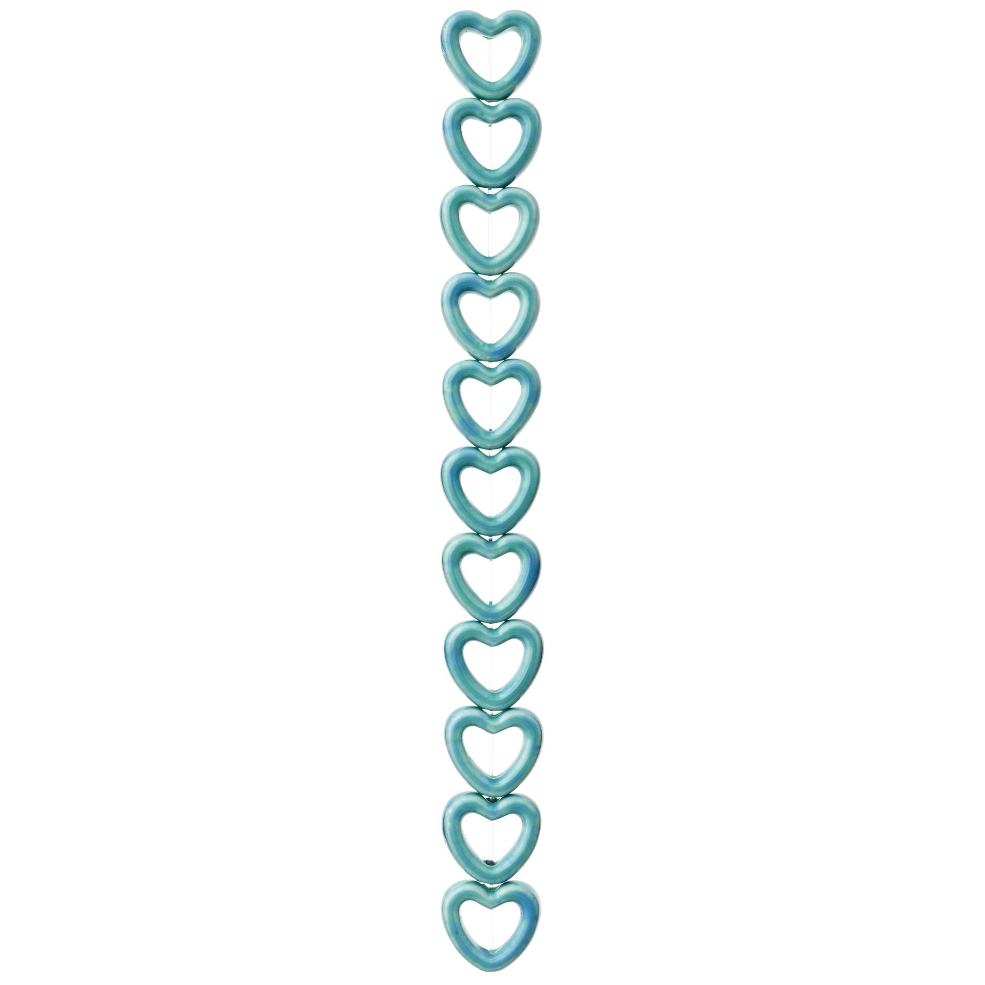 slide 2 of 3, Turquoise Ceramic Heart Beads, 14mm By Bead Landing, 14mm