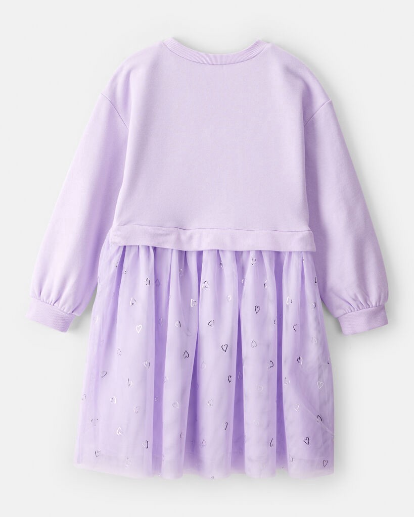 slide 3 of 3, Carter's Girls Metallic Heart Long-Sleeve Tulle Dress - Purple Lavender 4, 1 ct
