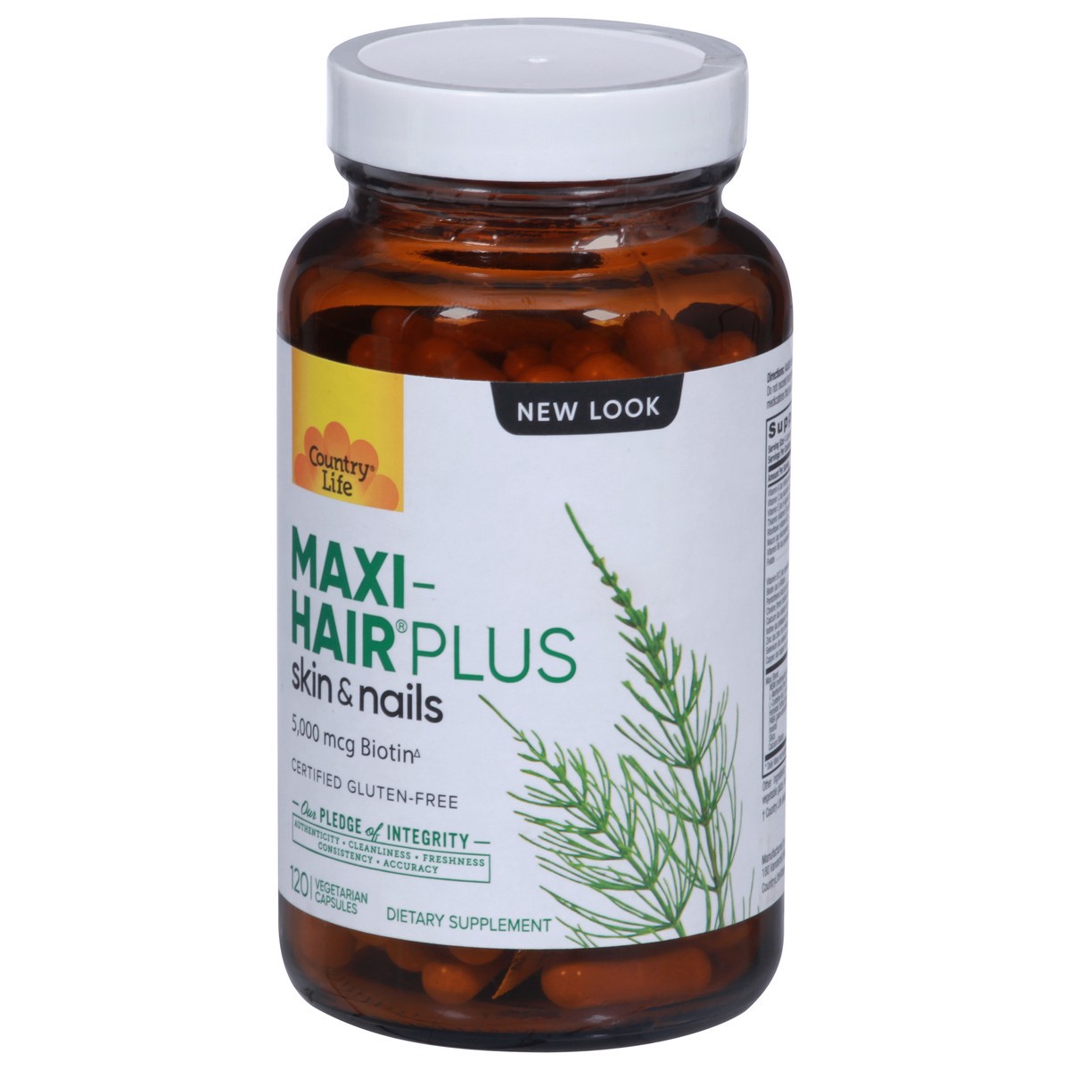 slide 3 of 9, Country Life Maxi-Hair Plus 5000 mcg Skin & Nails 120 Vegetarian Capsules, 120 ct