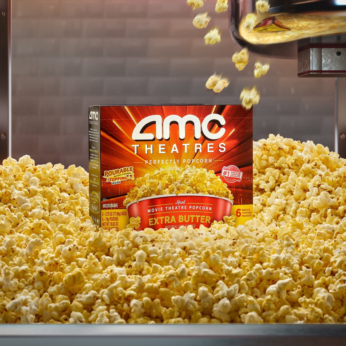 slide 13 of 13, AMC Theatres Perfectly Popcorn Microwave Movie Theatre Extra Butter Popcorn 6 ea, 6 ct