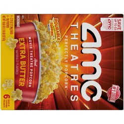 AMC Theatres Perfectly Popcorn Microwave Movie Theatre Extra Butter Popcorn - 6 ea