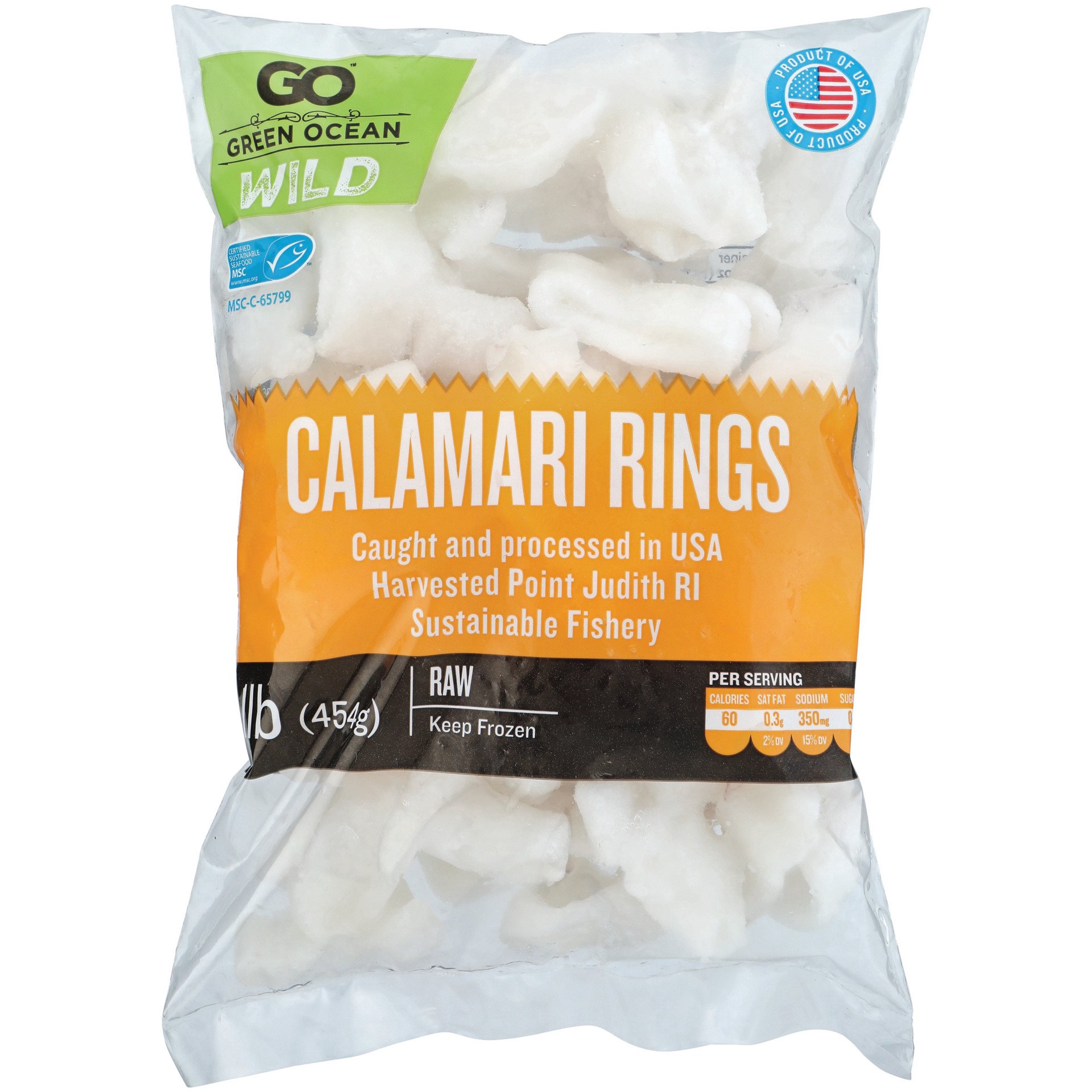 slide 1 of 1, Green Ocean Frozen Raw Calamari Rings, 1 lb