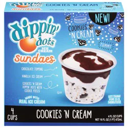 Dippin' Dots Cookies 'N Cream Ice Cream Sundaes - 4 x 4 fl oz Cups