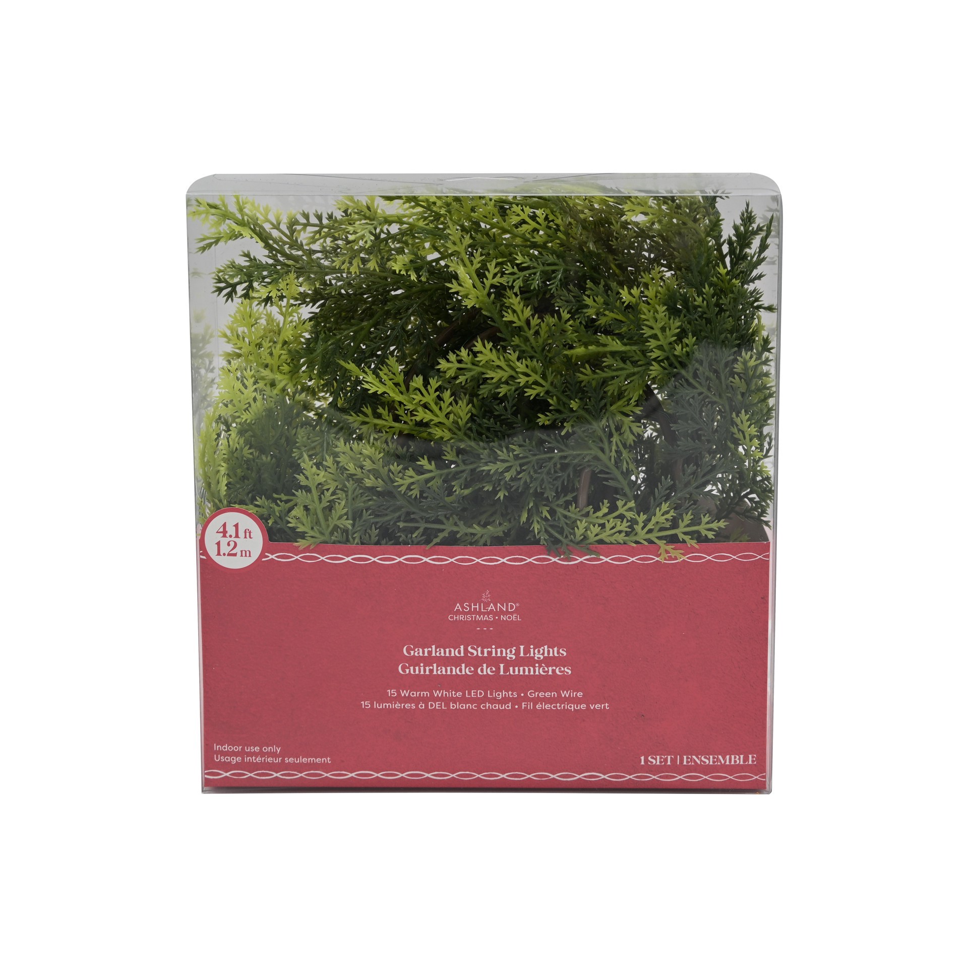 slide 4 of 4, 15ct. Warm White Led Pine Garland String Lights On Green Wire By Ashland, 15 ct