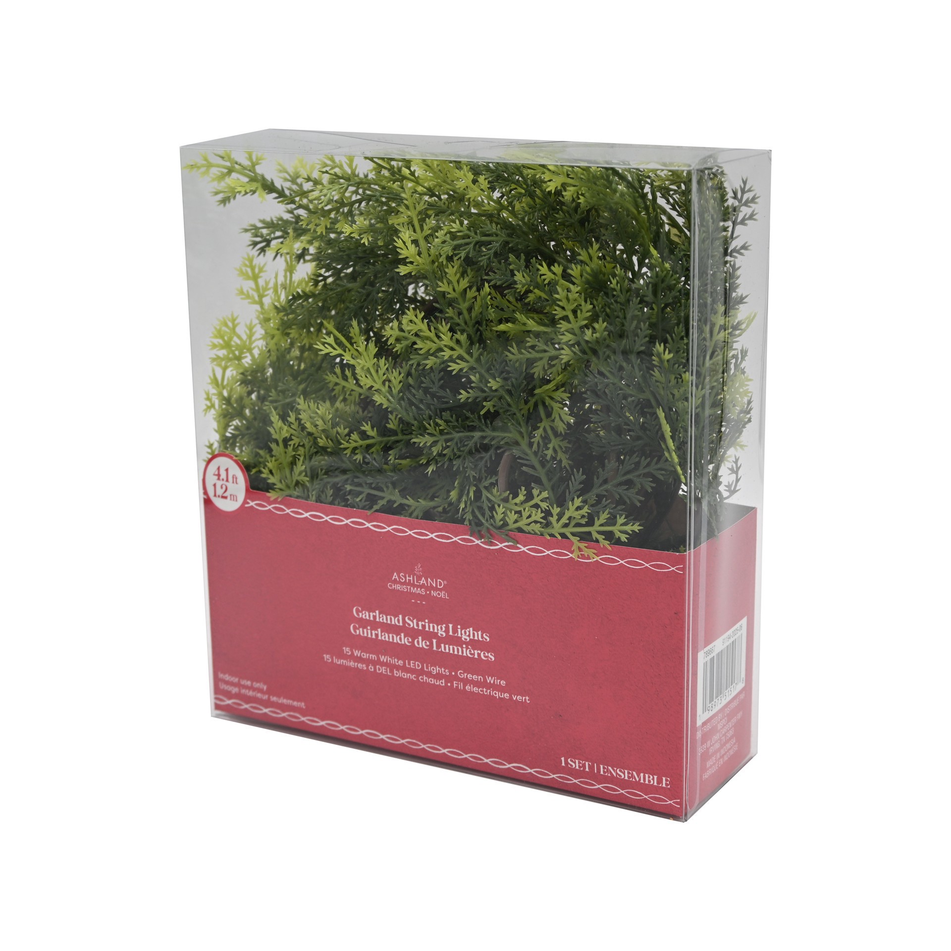 slide 2 of 4, 15ct. Warm White Led Pine Garland String Lights On Green Wire By Ashland, 15 ct