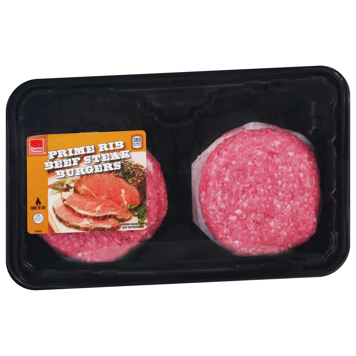 slide 1 of 12, Harris Teeter® 80/20 Prime Rib Beef Steak Burgers, per lb
