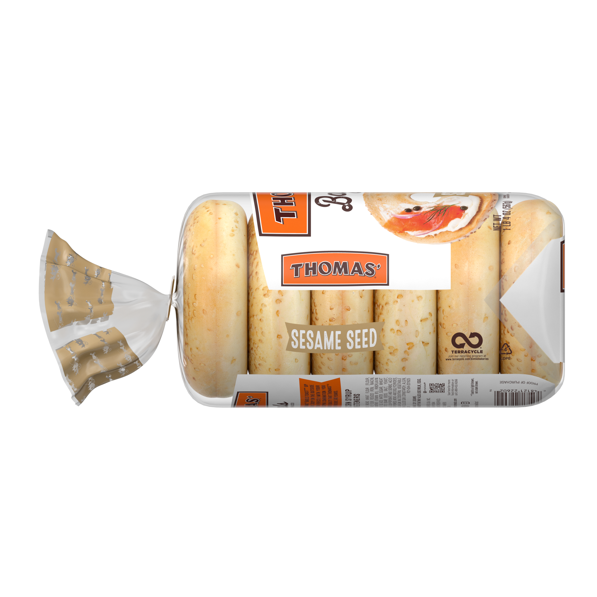 slide 3 of 5, Thomas' Sesame Seed Bagels, 6 count, 20 oz, 6 ct