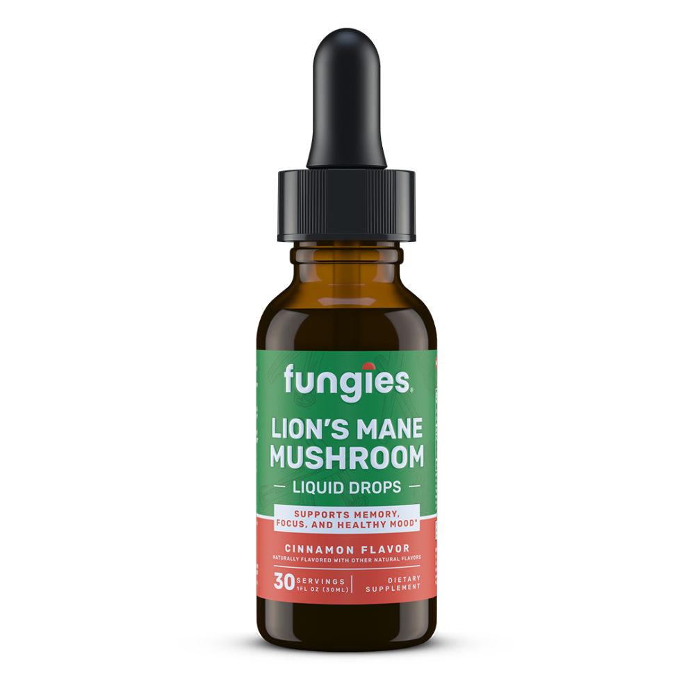 slide 1 of 3, Fungies® Lion's Mane Mushroom Liquid Drops Cinnamon, 1 fl oz