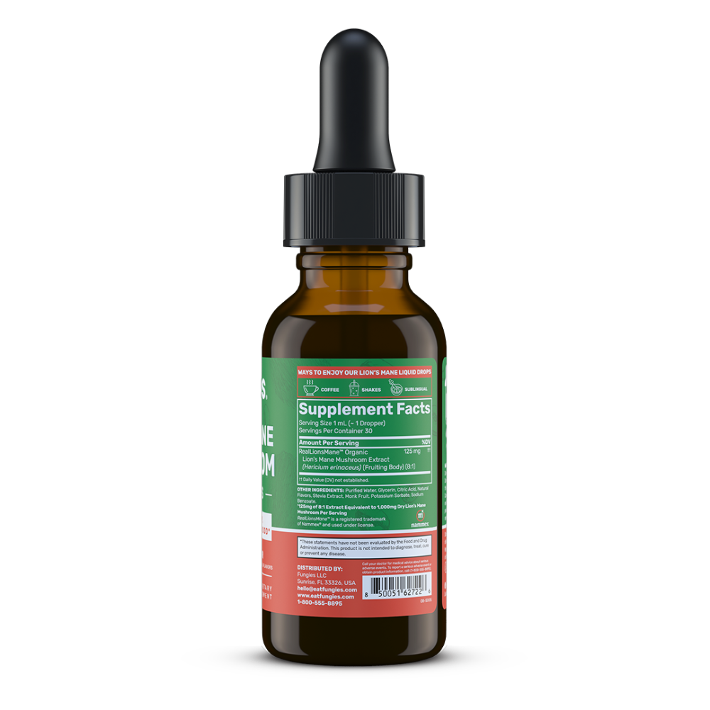 slide 2 of 3, Fungies® Lion's Mane Mushroom Liquid Drops Cinnamon, 1 fl oz