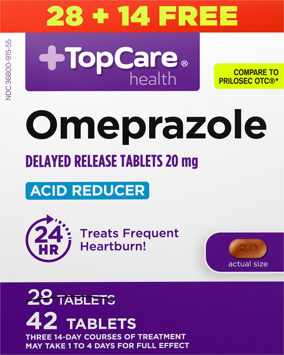 slide 2 of 13, Topcare Omeprazole Tablets Bonus, 42 ct