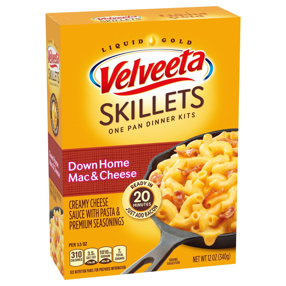 slide 5 of 11, Velveeta Skillets Down Home Mac & Cheese One Pan Dinner Kit with Cheese Sauce, Pasta & Seasonings, 12 oz Box, 12 oz