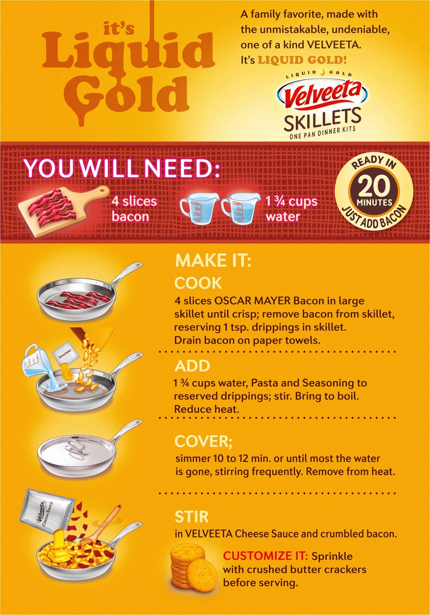 slide 8 of 11, Velveeta Skillets Down Home Mac & Cheese One Pan Dinner Kit with Cheese Sauce, Pasta & Seasonings, 12 oz Box, 12 oz