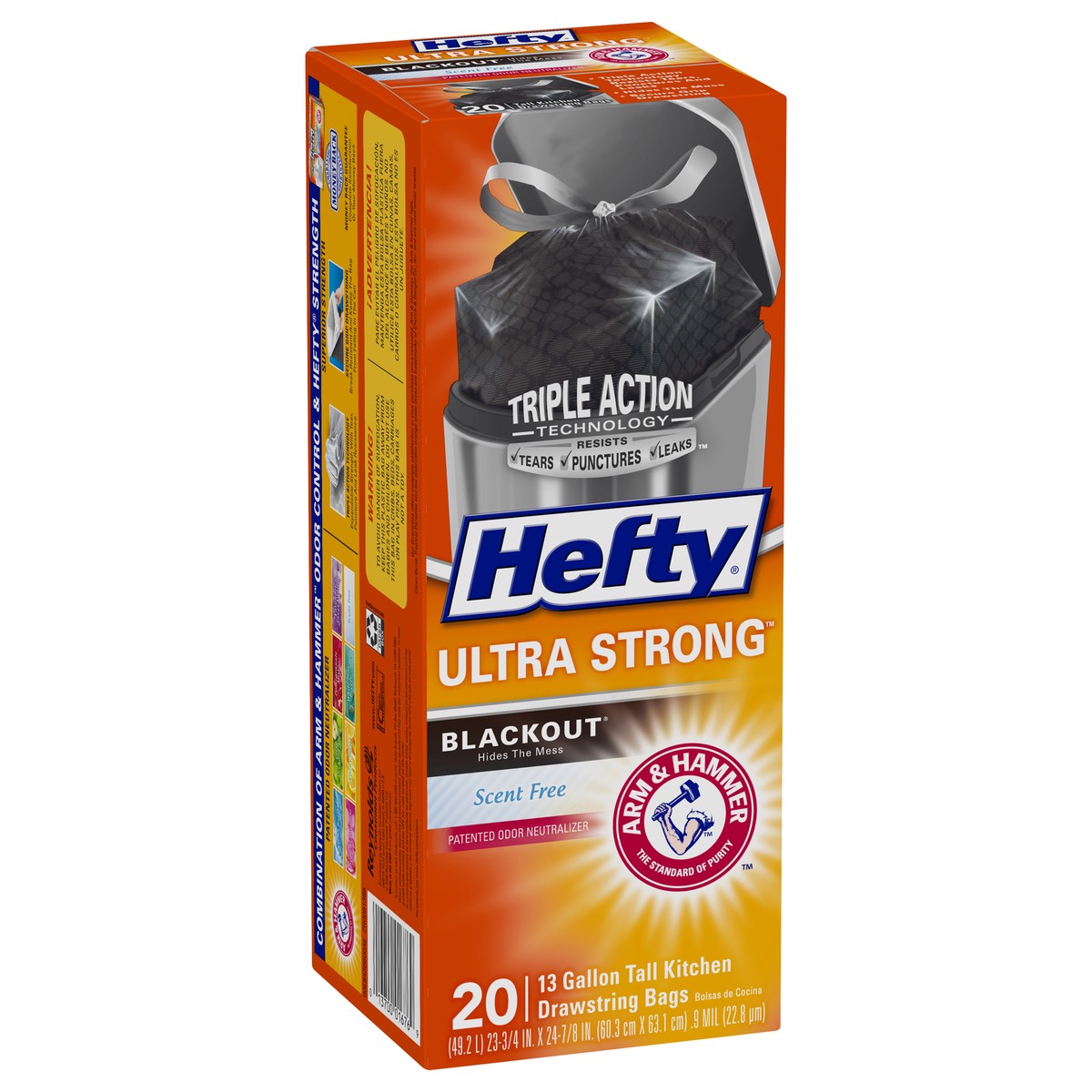 slide 2 of 8, Hefty Tall Kitchen Bags, Drawstring, Blackout, Scent Free, 13 Gallon, 20 ct