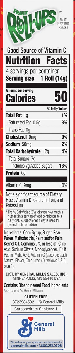 slide 5 of 13, Fruit Roll-Ups Betty Crocker Fruit Snacks, Fruit Roll-Ups, Strawberry Sensation, 4 Rolls, 0.5 oz Each, 4 ct; 0.5 oz