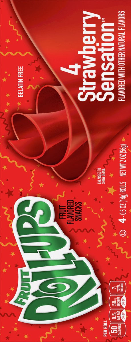 slide 11 of 13, Fruit Roll-Ups Betty Crocker Fruit Snacks, Fruit Roll-Ups, Strawberry Sensation, 4 Rolls, 0.5 oz Each, 4 ct; 0.5 oz