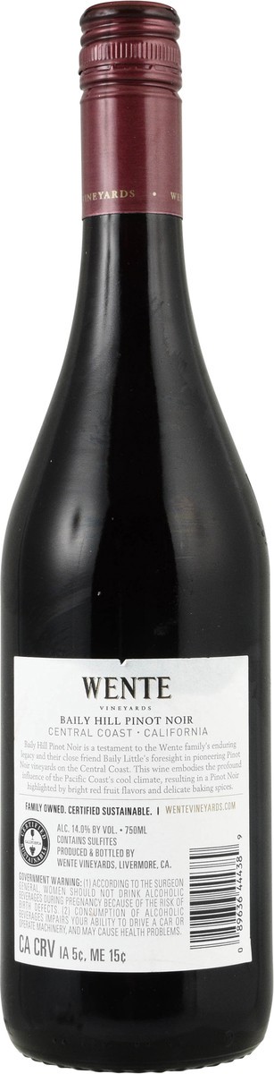 slide 5 of 12, Wente Vineyards Baily Hill Pinot Noir 750 ml, 750 ml