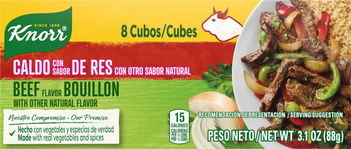 slide 2 of 9, Knorr Bouillon Cubes Beef Flavor Bouillon/Caldo de Res, 3.1 oz,, 8 Ct , 8 ct; 3.1 oz