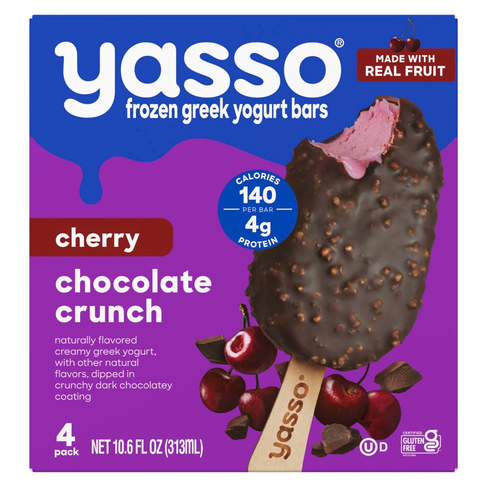 slide 2 of 2, Yasso® Cherry Chocolate Crunch Frozen Greek Yogurt Bars, 4 ct / 10.6 fl oz