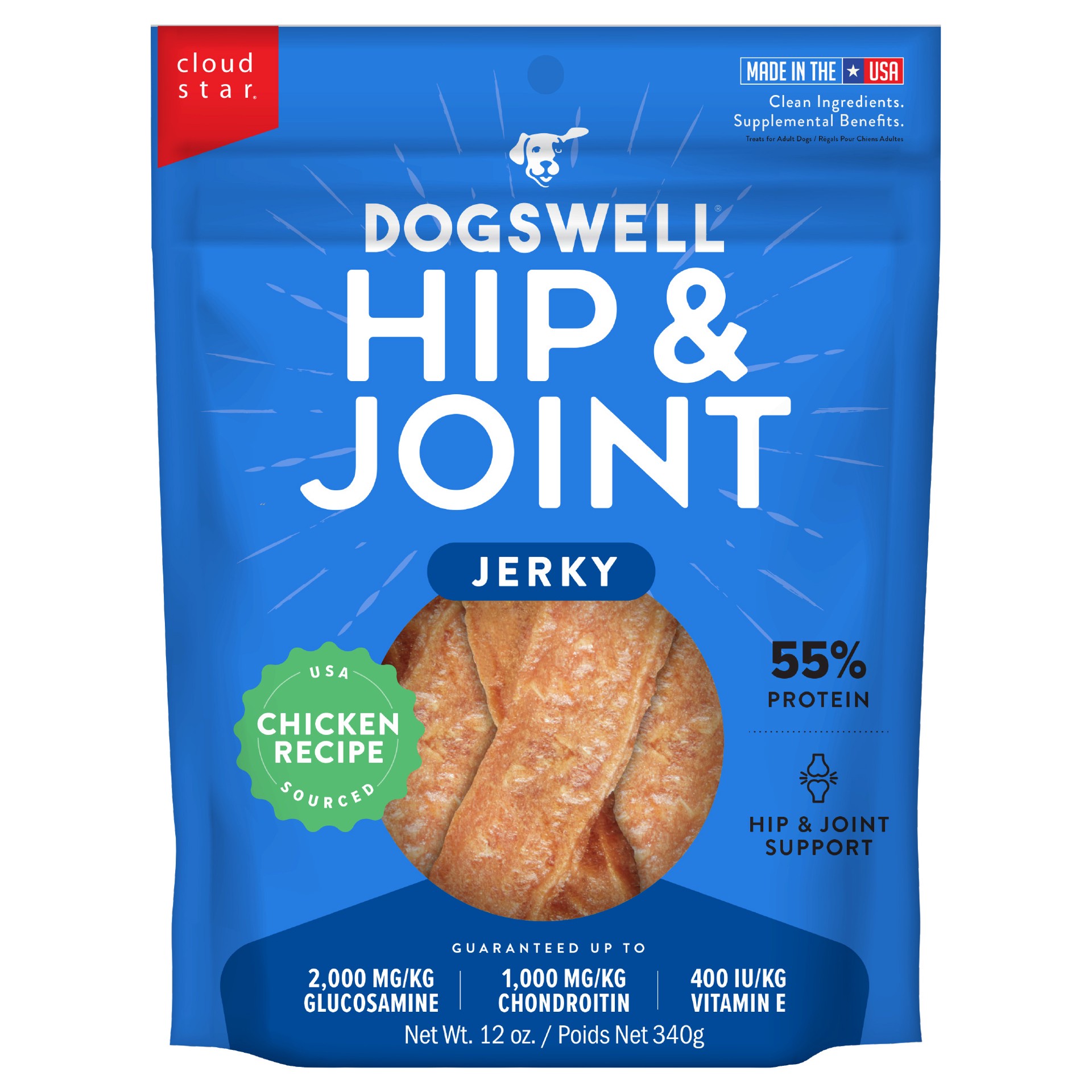 slide 1 of 6, Dogswell Hip & Joint Jerky Dog Treats, Chicken, 12 oz. Bag, 12 oz