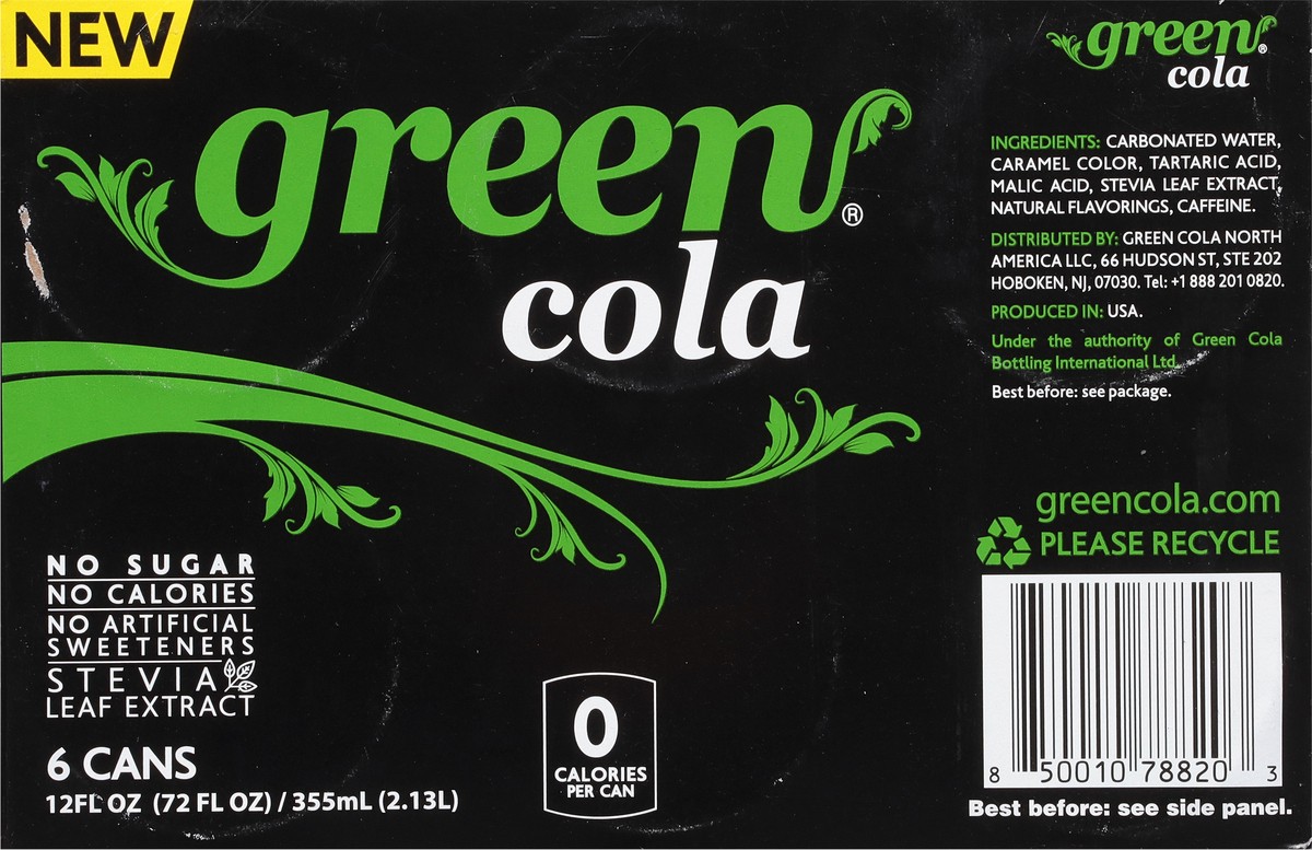 slide 9 of 13, Green Cola Soda 6 Can - 6 ct, 6 ct