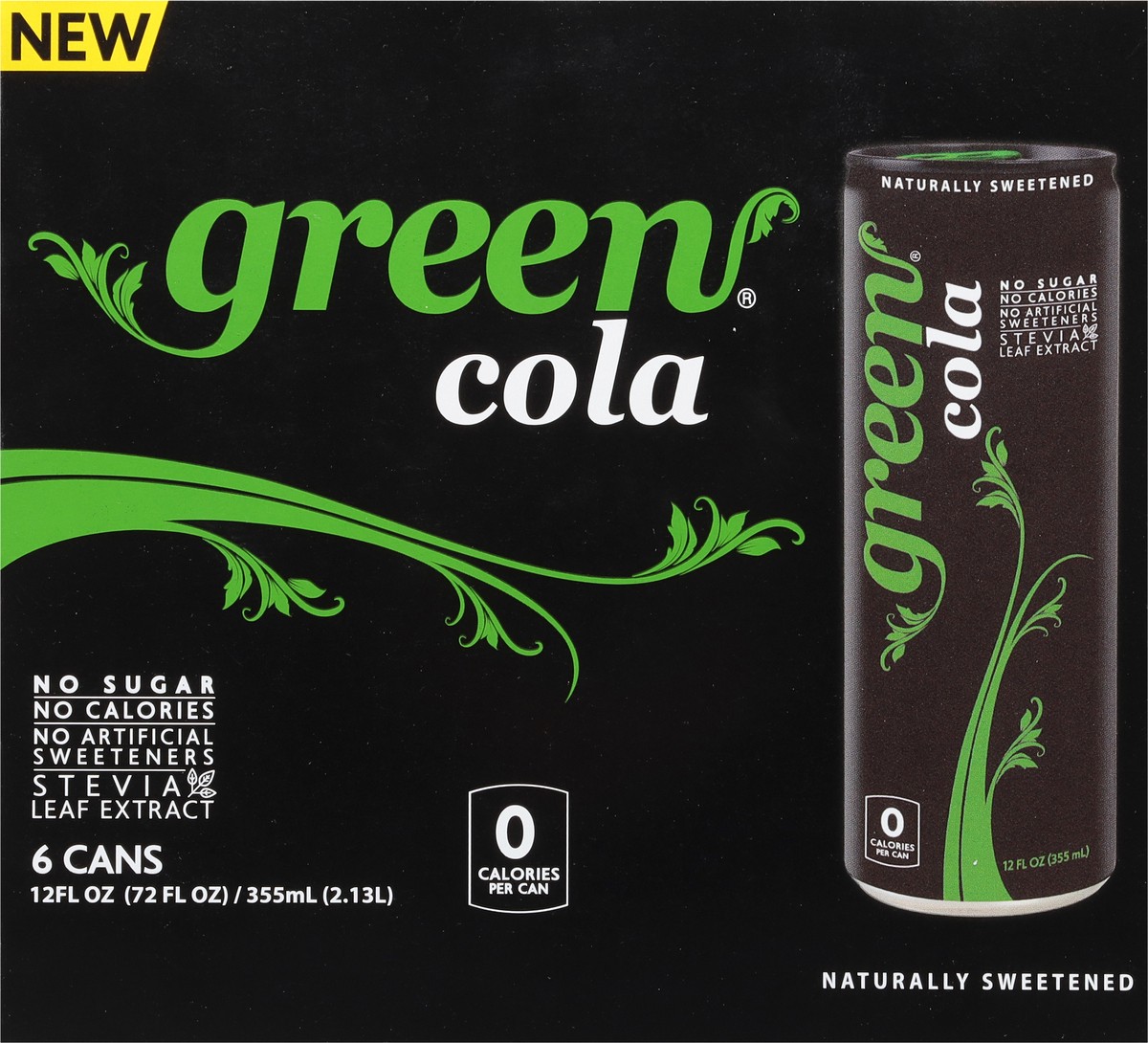 slide 10 of 13, Green Cola Soda 6 Can - 6 ct, 6 ct