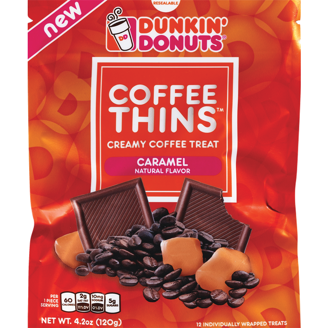 slide 1 of 1, Dunkin' Coffee Thins Caramel, 4.2 oz