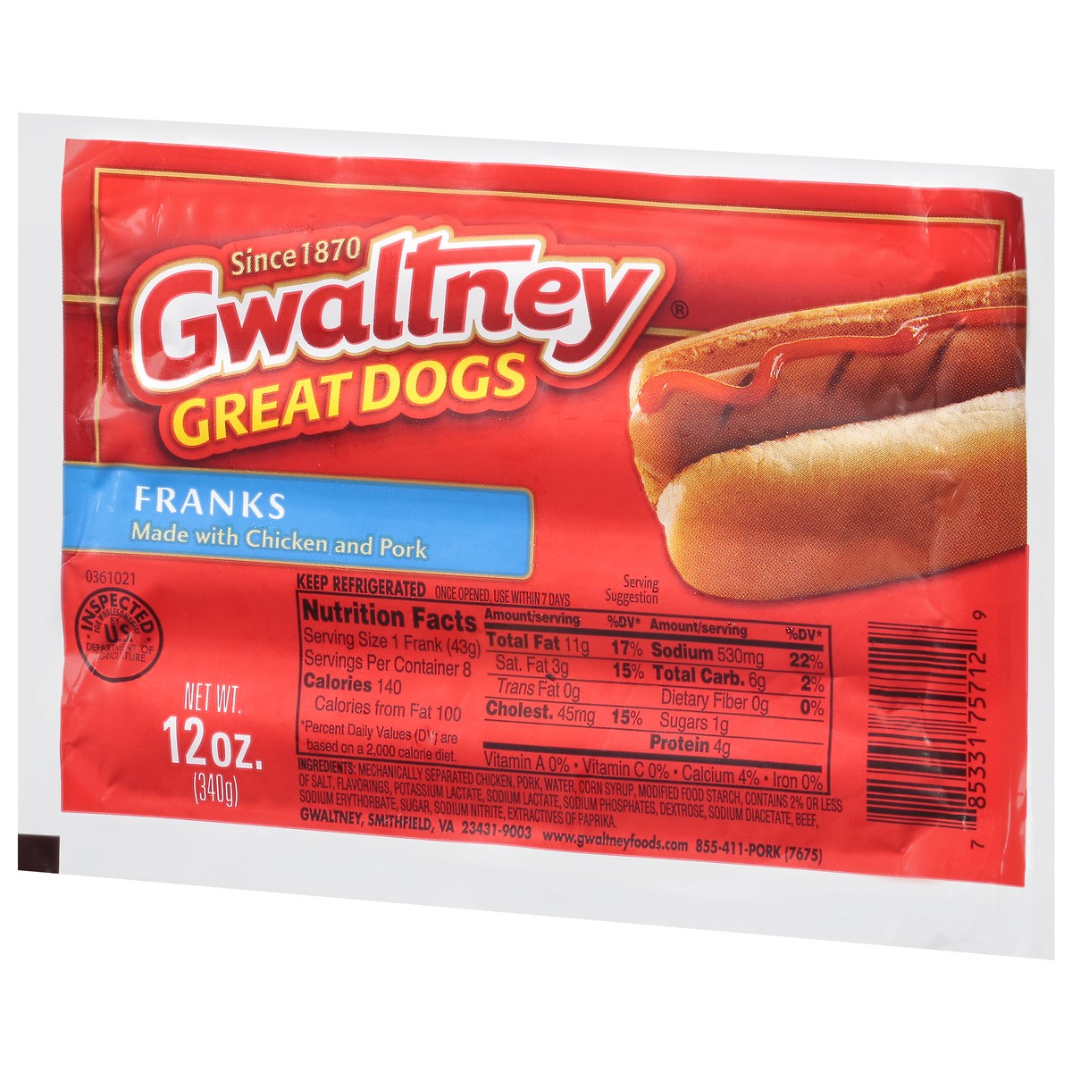 slide 9 of 9, Gwaltney Traditional Meat Hot Dogs, 12oz, 12 oz