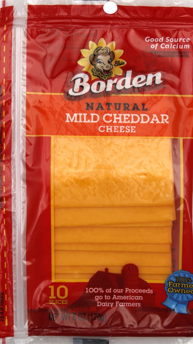 slide 1 of 2, Borden Natural Mild Cheddar Slices, 6 oz