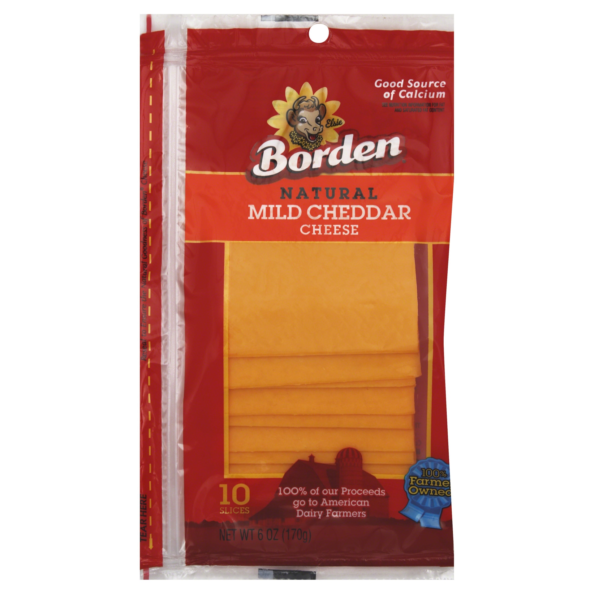 slide 1 of 2, Borden Natural Mild Cheddar Slices, 6 oz