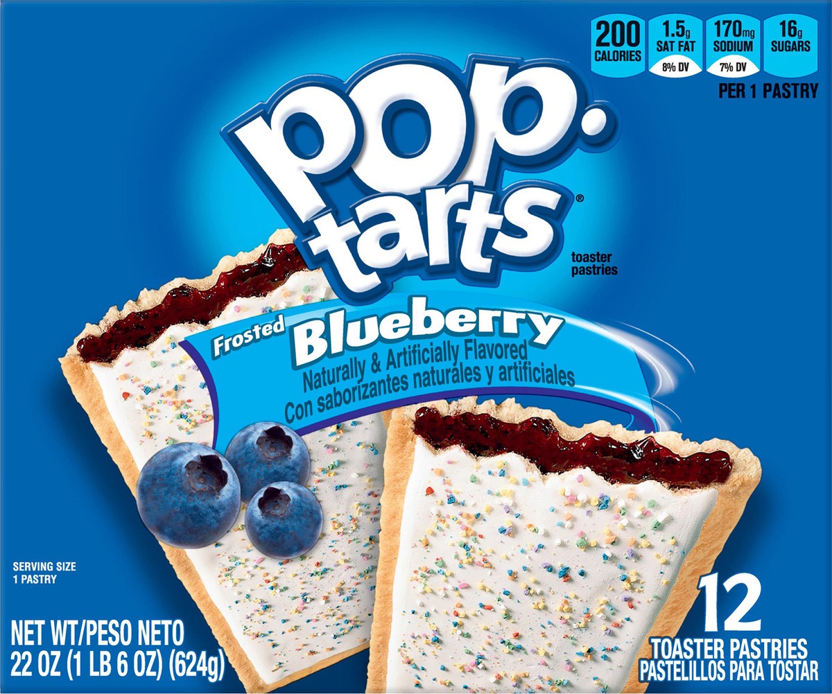 slide 1 of 10, Pop-Tarts Frosted Blueberry Toaster Pastries 12 ea, 12 ct