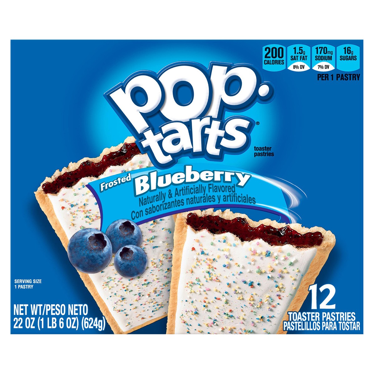 slide 1 of 10, Pop-Tarts Frosted Blueberry Toaster Pastries 12 ea, 12 ct