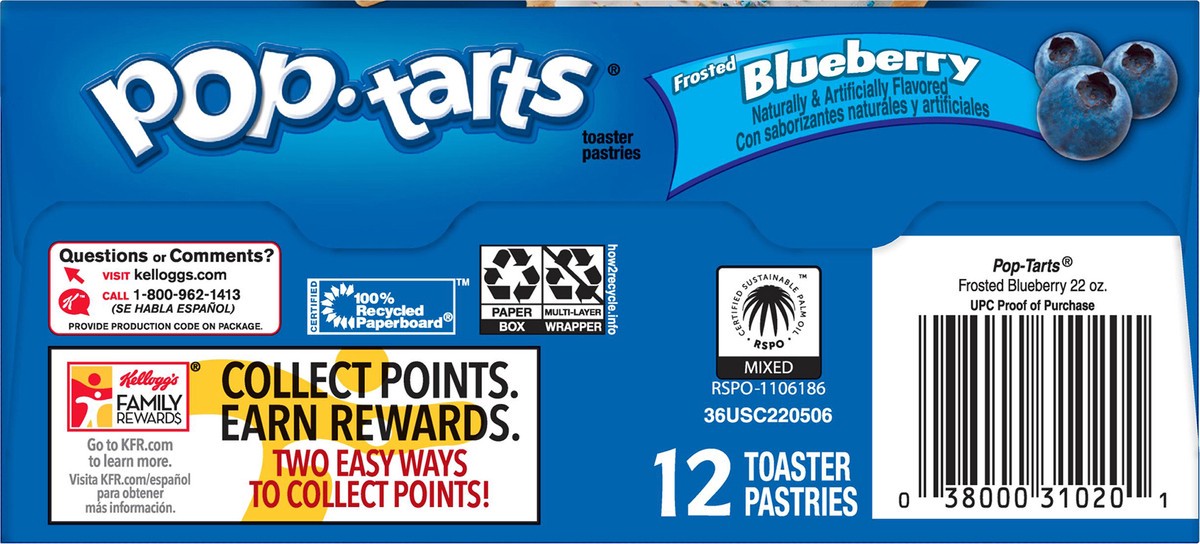 slide 7 of 10, Pop-Tarts Frosted Blueberry Toaster Pastries 12 ea, 12 ct