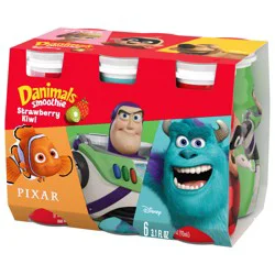 Danimals Smoothie Strawberry Kiwi Dairy Drink Multi-Pack, Creamy and Delicious Low Fat Snacks for Kids, 6 Ct, 3.1 oz Smoothie Bottles​​